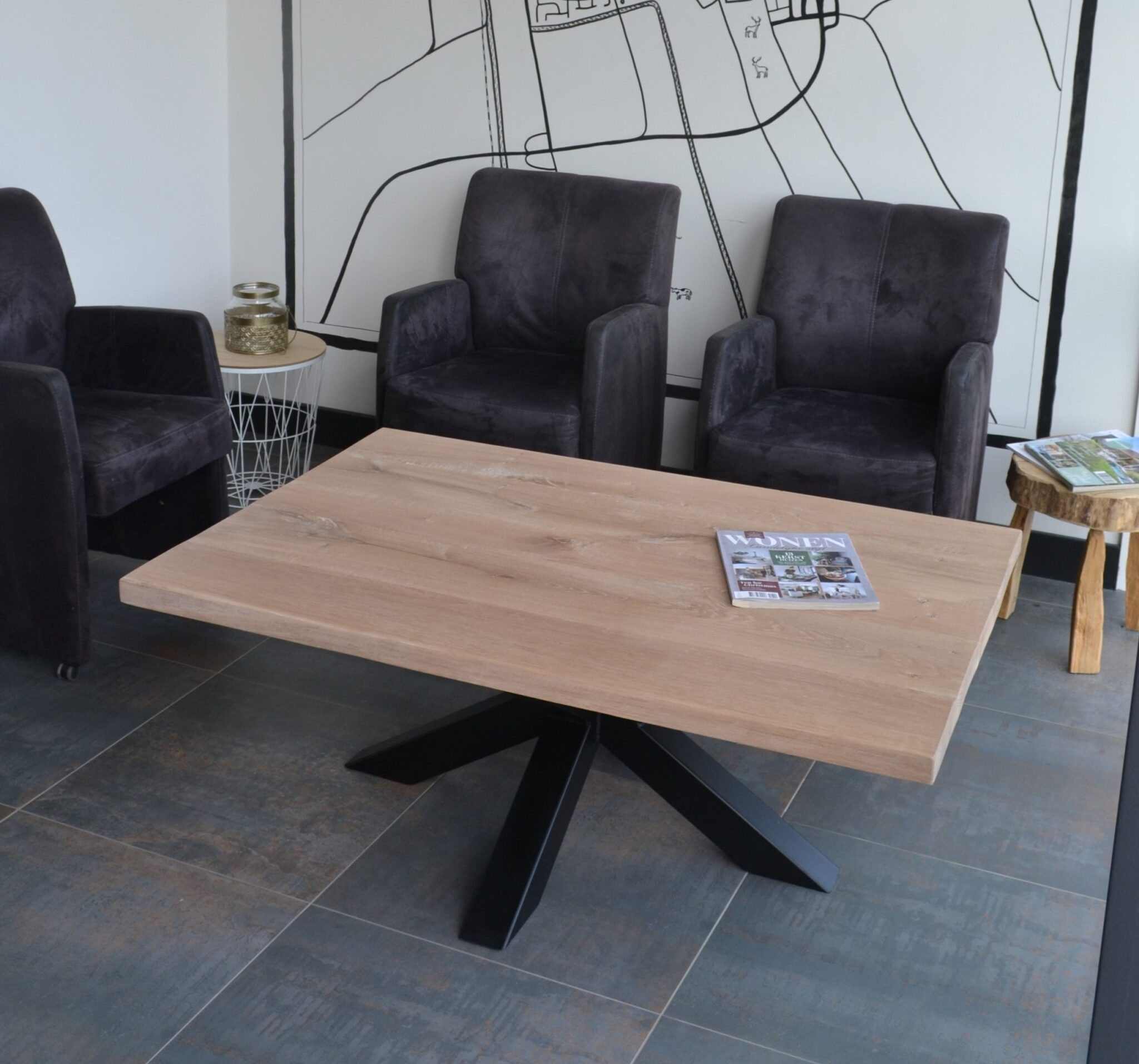 Tuin salontafel SALERNO 90 cm 50 cm Metaal Lichtgrijs