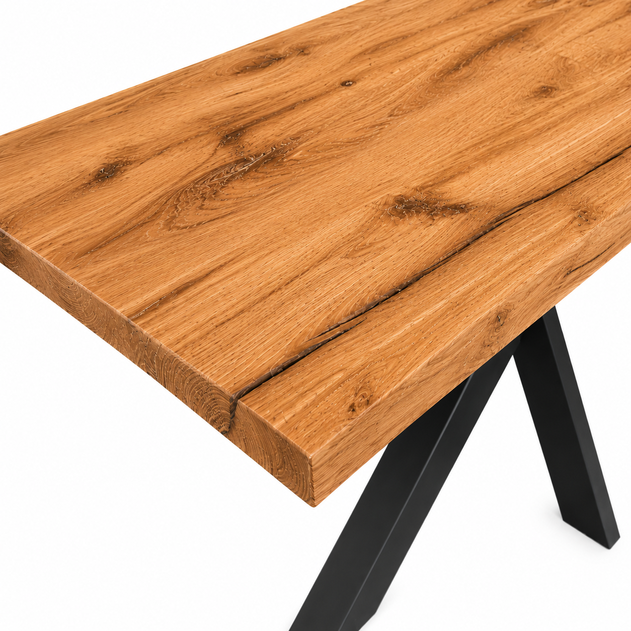 Massief Eiken Eettafel Rechthoekig - Afbeelding 2